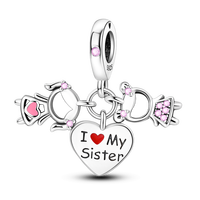 925 argent Sterling amour soeur filles amitié famille pendentif breloques coeur motif bijoux fins match parfait pour cadeau