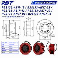 Ventilador Centrífugo AC R2E133-AN77-01-15, 230V, 133mm, 88/110W, 1500RPM, Curva Hacia Adelante, para Reemplazo en Gabinetes HVAC y Refrigeración