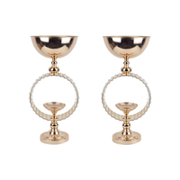 Nouveaux bougeoirs de luxe en perles pour mariage, accessoires de mariage, décoration de table, vase doré électrolytique, centres de table de mariage