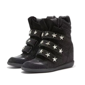 Nuovi Arrivi Primavera 2026: <span class=keywords><strong>Sneakers</strong></span> Casual da <span class=keywords><strong>Donna</strong></span> Retrò <span class=keywords><strong>con</strong></span> Borchie e <span class=keywords><strong>Velcro</strong></span>, Tinta Unita, <span class=keywords><strong>con</strong></span> Rialzo Interno e Suola Spessa in Pelle Bovina - Product Image 1