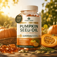 Gélules d'huile de graines de citrouille et de palmier nain (Saw Palmetto) en marque blanche OEM/ODM, conformes aux normes cGMP, sans OGM, sans gluten, 3000 mg, complément pour la santé de la prostate et des voies urinaires
