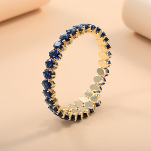 Fashion <b>Bangle</b> <b>Copper</b> Alloy Gold Plated Blue Zircon Adjustable Elastic Bracelet For Women Party Jewelry - Product Image 3