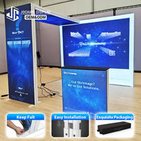 Stand d'exposition personnalisé en usine avec toile rétroéclairée, cadre en aluminium, éclairage LED, étagères et comptoirs