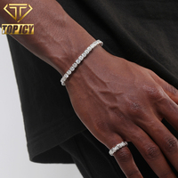 Bracelet Tennis Zircon VVS Couleur D Effet Givré, Plaqué Rhodium Inaltérable, Style Hip Hop Unisexe, 3mm 4mm 5mm, Bijoux
