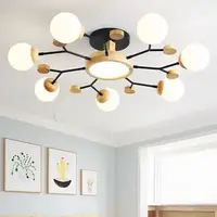 Современные минималистичные деревянные потолочные люстры, лампа из бамбукового ротанга для гостиной, столовой, деревянные светильники с бусинами