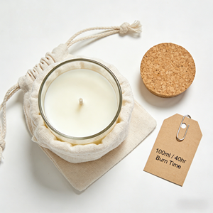 Bougie artisanale en cire de soja dans un bocal en verre avec couvercle en liège, bougie parfumée minimaliste pour l'aromathérapie, parfum floral végétal, décoration d'intérieur - Product Image 4