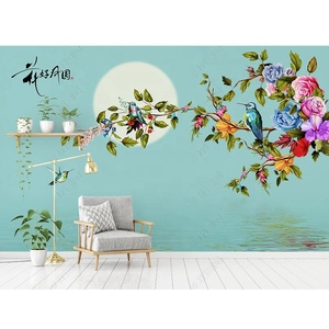 Anpassen 1080P Hot Sale Rose Orchidee Vögel Wandbild 3d Design Tapete für Schlafzimmer Wohnzimmer Hintergrund - Product Image 3