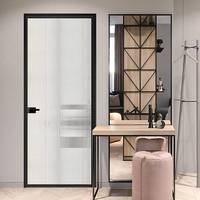 Porte intérieure en aluminium et verre de style moderne avec design ultra-étroit, garantie de 5 ans, solution complète pour salle de bain et toilettes