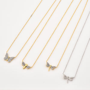 قلادة من الفواماي الفضية بالزركون والحشرات الماسية للنحل وقلادة على شكل حرف الشم - Product Image 2