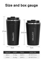 Mug de voyage isotherme en acier inoxydable à double paroi TY avec logo personnalisé, 380 ml/580 ml, couvercle rabattable anti-fuite, réutilisable, 6-12 h