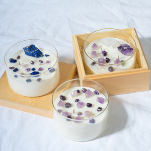 Velas Aromáticas de Cera de Soja con Cristales Naturales, Redondas, Hechas a Mano, Set de Regalo para Decoración del Hogar, Fragancia de Aceites Esenciales - Product Image 2
