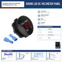 Panel Voltmeter LED Bulat Digital Pengukur Tegangan 12-24V untuk Mobil Motor Kapal
