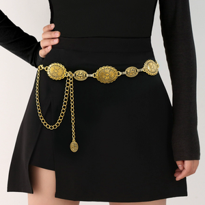 Retro Vintage Oval Ring Metal Waist Chain Fashionable Ladies <b>Skirt</b> Clothes Decoration Belt - Product Image 1