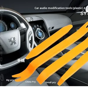 Outils de démontage de <span class=keywords><strong>voiture</strong></span>, CD audio, démontage du panneau de porte intérieur, modification, levier, installation, <span class=keywords><strong>réparation</strong></span>, ensemble de 4 pièces, plastique ABS jaune - Product Image 3