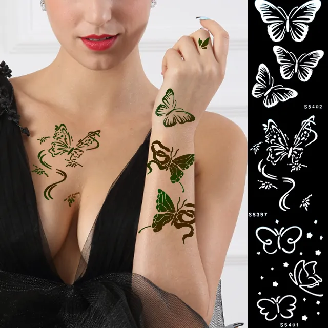 Tùy chỉnh hình xăm sản phẩm Bướm mô hình Henna sticker hình xăm stencils thứ cung cấp bán vĩnh viễn hình xăm không độc hại