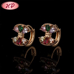 Latest Color Stone Cz Simple Gold Bowknot Huggie <strong>Earring</strong> <strong>Tops</strong> Designs for Women - Product Image 5