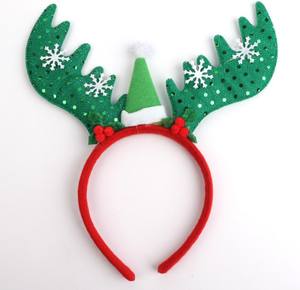 Nieuwe Kerstversiering Kerst Haar Hoepel Glanzende Film Gesp Gewei Kinderen Volwassenen Jurk Up Kerst Hoed Hoofdband - Product Image 2