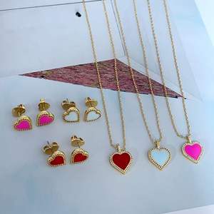 สร้อยคอรูปหัวใจสำหรับผู้หญิงฝังเพทายเคลือบสีลูกกวาดหวาน2025ใหม่ขายส่งจากโรงงาน - Product Image 3