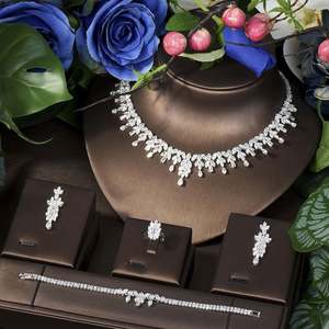 Collar de circón único para mujer, boda de lujo, cúbico, Dubai, Nigeria, conjunto de joyería nupcial, accesorios adecuados para mujer, 2017 - Product Image 1