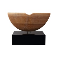 Décoration d'hôtel, œuvre d'art pour la maison, sculpture abstraite en bois gravée, artisanat en bois personnalisé, art de bureau écologique
