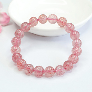 Bracelet en cristal de fraise transparent naturel de 8mm pour femmes bijoux de bracelet en cristal - Product Image 1
