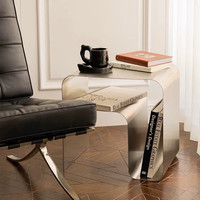 Table de chevet/appoint vintage minimaliste du milieu du siècle en acier inoxydable, meuble de rangement monobloc, table basse style Bauhaus pour salon