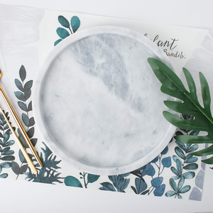 <span class=keywords><strong>Pas</strong></span> <span class=keywords><strong>cher</strong></span> Blanc Naturel Marbre Pierre Né Pretty Gris Déjeuner Dîner Pizza Plat Ensemble Présentoir De Service Plateau À Thé Lourd Pour Assiettes - Product Image 5