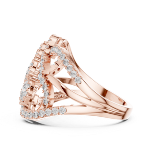 Bague en or rose sertie de diamants, bijou élégant et brillant pour femme, idéale pour les mariages, les fiançailles, les anniversaires et les soirées. - Product Image 3