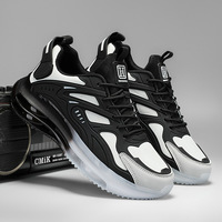 Chaussures de course pour hommes augmentant la taille, noires et blanches, avec coussin d'air, absorption des chocs, baskets de sport décontractées pour un usage quotidien