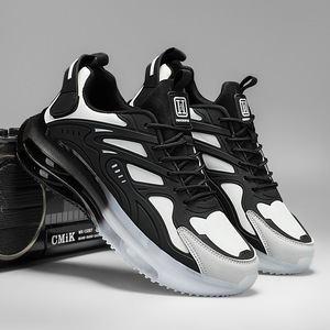 Men's <b>Height</b> <b>Increasing</b> Running Shoes Black White Air Cushion Shock Absorption Casual Sport Sneakers Daily Wear - Product Image 1