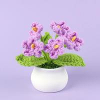 Decoración hecha a mano falsa simulación macetas plantas flores tejidas artificiales hilo de lana eterno Margarita girasol flor de punto