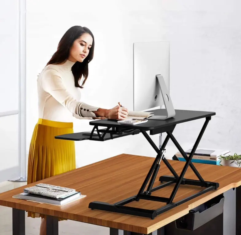 บ้านสำนักงานความสูงยืนปรับโต๊ะนั่งStand Up Desk 36นิ้วกว้างเหมาะกับ2จอภาพพร้อมถาดคีย์บอร์ด