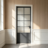 Puerta de Aluminio con Vidrio Templado de Seguridad, Insonorizada, con Rejilla Cuadrada Francesa, para Proyectos Comerciales, OEM ODM