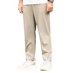 Pantalones de pierna recta drapeados planos con cremallera ligera de verano <span class=keywords><strong>para</strong></span> hombres 2025 nuevo viajero suelto <span class=keywords><strong>Color</strong></span> sólido estambre - Product Image 1