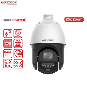 Dôme réseau Acusense <span class=keywords><strong>Hikvision</strong></span> 4MP 25X DS-2DE4425IWG1-E avec double microphone intégré, capture faciale, portée IR de 100 m, IP67, PoE - Product Image 1