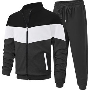 Ensemble de survêtement personnalisé pour homme – Veste zippée intégrale et pantalon de survêtement – Tenue décontractée athlétique 2 pièces avec blocs de couleur – Vêtements de sport respirants - Product Image 2