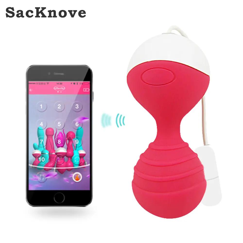 SacKnove Intelligent 10 Mode Vibrating Egg Kegel Ball Sex Toy Smart Mobile APP Controlled Wireless Remote Vibrator for Women