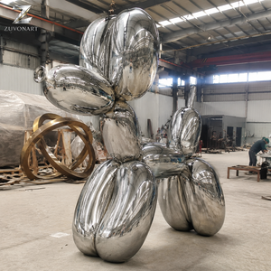Sculpture de chien <span class=keywords><strong>ballon</strong></span> en acier inoxydable bleu, poli miroir, électroplaqué, pour hôtel, complexe hôtelier, jardin, place publique et décoration extérieure - Product Image 5