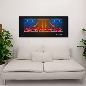 Chimenea eléctrica decorativa 60 pulgadas chimenea 3D pantalla LED moderna chimenea eléctrica de madera montada en la pared con control remoto - Product Image 3