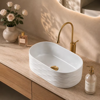 Lavabo artistique moderne personnalisé pour hôtel, en céramique et pierre, pour toilettes
