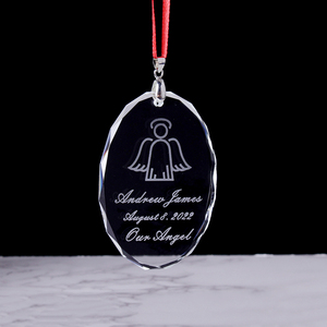 Di fascia alta chiaro di cristallo ovale natale appeso in bianco ornamento ciondoli in vetro personalizzato ornamento per feste regali - Product Image 2