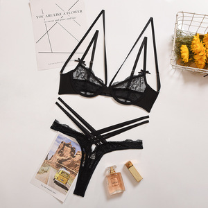 Mujeres Sexy ver a través de bragas en 2 piezas de encaje de las mujeres conjunto de lencería sexy-caliente-transparente - Product Image 5