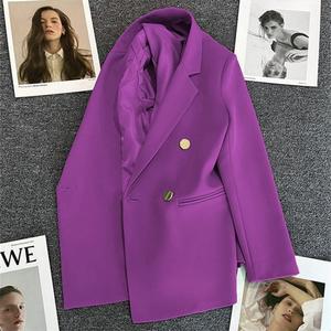 新款女式时尚外套纯色长袖修身正装外套纽扣大码办公室女士优雅上衣 - Product Image 6