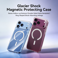Étui magnétique VOKAMO Glacier Shock en TPU+PC pour 18 Pro/Pro Max, dos transparent mat, toucher doux, protection des bords souples