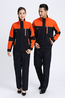 Ensemble deux pièces OEM pour homme, en tissu polyester gris, qualité professionnelle, pour tenue de travail, avec salopette de travail orange et bleue
