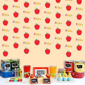 Guirnalda de Papel Resistente para el Regreso a Clases con Diseño de Manzana Roja y Lápiz Amarillo, Decoración de Pared para Aula Impresa en 2 Colores - Product Image 4