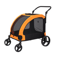Chariot multifonctionnel 4 roues toutes saisons pour animaux de compagnie, idéal pour les voyages en extérieur, grand chariot pliable en alliage d'aluminium pour chiens et chats