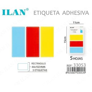 Etichetta Adesiva Ilan 44x102mm Rettangolare, 3 Etichette per Foglio, 5 Fogli - Product Image 1
