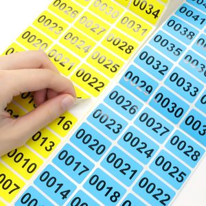 Custom Syncode 4 Rolls 1-1000 Inventory Numbered <strong>Stickers</strong> 30x20mm <strong>Strong</strong> <strong>Adhesive</strong> Waterproof UV Coated Paper Labels (Yellow Red - Product Image 3