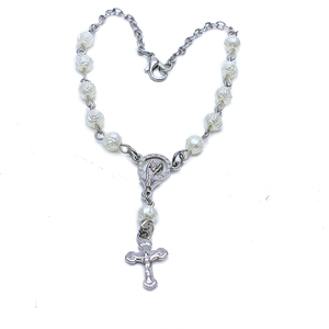 Ouro e prata banhado Rosário Colar com pérola Beads Maria Crucifixo Pingentes Igreja Católica Oração Presente para aniversários - Product Image 4